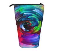 MKNAZ Colorful Rainbow Spiral Printed Telescopic Pencil Case Stand Up Pen Bag, Cute Pencil Organizer Portable Pencil Bag Suitable for School Office