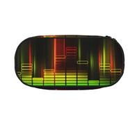 MKNAZ Cool Music Sound Wave Printed Pencil Case & Makeup Pouch Oxford Fabric Stationery Pouch Unisex Pencil Box for School/Office/Travel