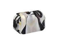 MKNAZ Cute Penguin Animal Pattern Prints Flip Pencil Case - Double-Layer Large Capacity Pen Organizer with Dual Zippers - for Students, Artists & Travelers