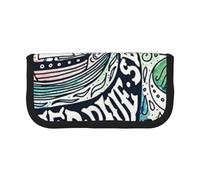 MKNAZ Deep Blue Animal Whale Printed Canvas Pencil Case Large Capacity Pen Pouch Stationery Organiser, Makeup Cosmetic Bag for School Office Travel, Student Gifts