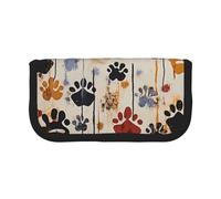 MKNAZ Dog Bones Footprint Printed Canvas Pencil Case Large Capacity Pen Pouch Stationery Organiser, Makeup Cosmetic Bag for School Office Travel, Student Gifts