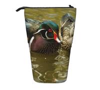 MKNAZ Domestic Duck Printed Telescopic Pencil Case Stand Up Pen Bag, Cute Pencil Organizer Portable Pencil Bag Suitable for School Office