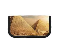 MKNAZ Egyptian Pyramid in Desert Printed Canvas Pencil Case Large Capacity Pen Pouch Stationery Organiser, Makeup Cosmetic Bag for School Office Travel, Student Gifts