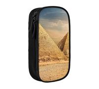 MKNAZ Egyptian Pyramid in Desert Printed Pencil Case Pen Bag Double-Layer Pen Pouch Organizer for Student Artists School Office College, Black
