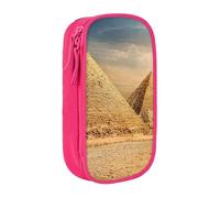 MKNAZ Egyptian Pyramid in Desert Printed Pencil Case Pen Bag Double-Layer Pen Pouch Organizer for Student Artists School Office College, Pink