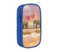 MKNAZ Elephant on a Bridge Printed Pencil Case Pen Bag Double-Layer Pen Pouch Organizer for Student Artists School Office College, Blue