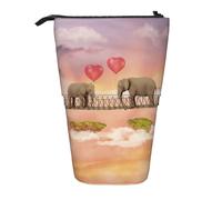 MKNAZ Elephant on a Bridge Printed Telescopic Pencil Case Stand Up Pen Bag, Cute Pencil Organizer Portable Pencil Bag Suitable for School Office