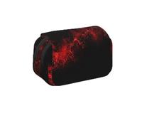 MKNAZ Explosion Burst Red Black Prints Flip Pencil Case - Double-Layer Large Capacity Pen Organizer with Dual Zippers - for Students, Artists & Travelers