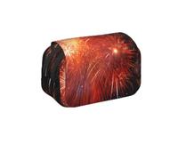 MKNAZ Explosion Firework 3D Prints Flip Pencil Case - Double-Layer Large Capacity Pen Organizer with Dual Zippers - for Students, Artists & Travelers