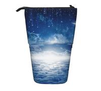 MKNAZ Falling Star Moon Printed Telescopic Pencil Case Stand Up Pen Bag, Cute Pencil Organizer Portable Pencil Bag Suitable for School Office
