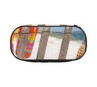 MKNAZ Flip Flop Printed Pencil Case & Makeup Pouch Oxford Fabric Stationery Pouch Unisex Pencil Box for School/Office/Travel