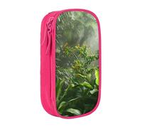 MKNAZ Flowers in Tropical Rainforest Printed Pencil Case Pen Bag Double-Layer Pen Pouch Organizer for Student Artists School Office College, Pink