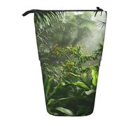 MKNAZ Flowers in Tropical Rainforest Printed Telescopic Pencil Case Stand Up Pen Bag, Cute Pencil Organizer Portable Pencil Bag Suitable for School Office
