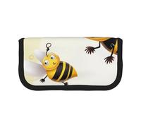 MKNAZ Flying Bees Honey Printed Canvas Pencil Case Large Capacity Pen Pouch Stationery Organiser, Makeup Cosmetic Bag for School Office Travel, Student Gifts