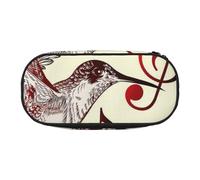 MKNAZ Flying Bird Musical Notes Printed Pencil Case & Makeup Pouch Oxford Fabric Stationery Pouch Unisex Pencil Box for School/Office/Travel