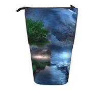 MKNAZ Four Season Tree of Life Printed Telescopic Pencil Case Stand Up Pen Bag, Cute Pencil Organizer Portable Pencil Bag Suitable for School Office