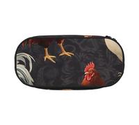 MKNAZ French Roosters Printed Pencil Case & Makeup Pouch Oxford Fabric Stationery Pouch Unisex Pencil Box for School/Office/Travel
