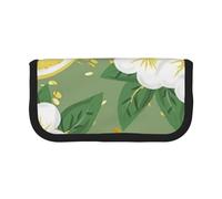 MKNAZ Fresh Lemon Printed Canvas Pencil Case Large Capacity Pen Pouch Stationery Organiser, Makeup Cosmetic Bag for School Office Travel, Student Gifts