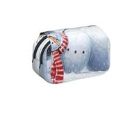 MKNAZ Funny Christmas Snowman Prints Flip Pencil Case - Double-Layer Large Capacity Pen Organizer with Dual Zippers - for Students, Artists & Travelers