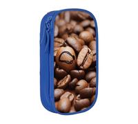 MKNAZ Funny Roasted Coffee Beans Printed Pencil Case Pen Bag Double-Layer Pen Pouch Organizer for Student Artists School Office College, Blue