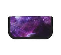 MKNAZ Galaxy Starry Space Purple Starry Printed Canvas Pencil Case Large Capacity Pen Pouch Stationery Organiser, Makeup Cosmetic Bag for School Office Travel, Student Gifts