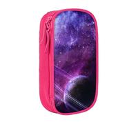 MKNAZ Galaxy Starry Space Purple Starry Printed Pencil Case Pen Bag Double-Layer Pen Pouch Organizer for Student Artists School Office College, Pink