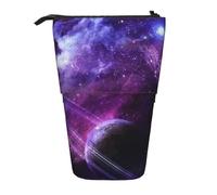 MKNAZ Galaxy Starry Space Purple Starry Printed Telescopic Pencil Case Stand Up Pen Bag, Cute Pencil Organizer Portable Pencil Bag Suitable for School Office