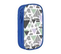 MKNAZ Geometric Triangle Printed Pencil Case Pen Bag Double-Layer Pen Pouch Organizer for Student Artists School Office College, Blue