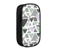 MKNAZ Geometric Triangle Printed Pencil Case Pen Bag Double-Layer Pen Pouch Organizer for Student Artists School Office College, Black