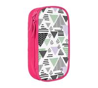 MKNAZ Geometric Triangle Printed Pencil Case Pen Bag Double-Layer Pen Pouch Organizer for Student Artists School Office College, Pink