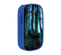 MKNAZ Ghost Hid Behind The Trees Printed Pencil Case Pen Bag Double-Layer Pen Pouch Organizer for Student Artists School Office College, Blue