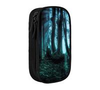 MKNAZ Ghost Hid Behind The Trees Printed Pencil Case Pen Bag Double-Layer Pen Pouch Organizer for Student Artists School Office College, Black