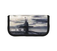 MKNAZ Giant Nuclear Ship Printed Canvas Pencil Case Large Capacity Pen Pouch Stationery Organiser, Makeup Cosmetic Bag for School Office Travel, Student Gifts