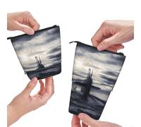 MKNAZ Giant Nuclear Ship Printed Telescopic Pencil Case Stand Up Pen Bag, Cute Pencil Organizer Portable Pencil Bag Suitable for School Office
