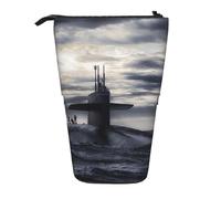 MKNAZ Giant Nuclear Ship Printed Telescopic Pencil Case Stand Up Pen Bag, Cute Pencil Organizer Portable Pencil Bag Suitable for School Office