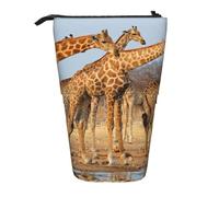 MKNAZ Giraffes Family Printed Telescopic Pencil Case Stand Up Pen Bag, Cute Pencil Organizer Portable Pencil Bag Suitable for School Office
