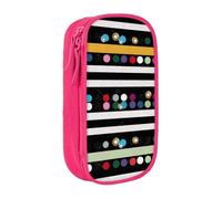 MKNAZ Glitter Rainbow Polka Dot Black White Stripe Printed Pencil Case Pen Bag Double-Layer Pen Pouch Organizer for Student Artists School Office College, Pink