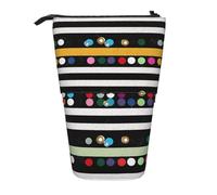 MKNAZ Glitter Rainbow Polka Dot Black White Stripe Printed Telescopic Pencil Case Stand Up Pen Bag, Cute Pencil Organizer Portable Pencil Bag Suitable for School Office