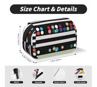 MKNAZ Glitter Rainbow Polka Dot Black White Stripe Prints Flip Pencil Case - Double-Layer Large Capacity Pen Organizer with Dual Zippers - for Students, Artists & Travelers