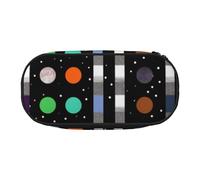 MKNAZ Glitter Rainbow Polka Dot Stripe Black White Printed Pencil Case & Makeup Pouch Oxford Fabric Stationery Pouch Unisex Pencil Box for School/Office/Travel