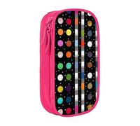 MKNAZ Glitter Rainbow Polka Dot Stripe Black White Printed Pencil Case Pen Bag Double-Layer Pen Pouch Organizer for Student Artists School Office College, Pink