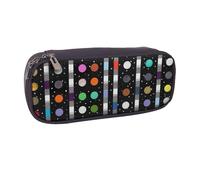 MKNAZ Glitter Rainbow Polka Dot Stripe Black White Printed Pu Leather Pencil Case Box Flip Pen Bag and Makeup Cosmetic Holder for Girls Boys School Students