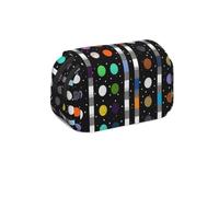 MKNAZ Glitter Rainbow Polka Dot Stripe Black White Prints Flip Pencil Case - Double-Layer Large Capacity Pen Organizer with Dual Zippers - for Students, Artists & Travelers