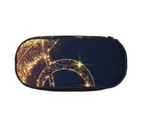 MKNAZ Gold Musical Note with Fallen Shiny Star Printed Pencil Case & Makeup Pouch Oxford Fabric Stationery Pouch Unisex Pencil Box for School/Office/Travel