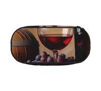MKNAZ Grape Wine Printed Pencil Case & Makeup Pouch Oxford Fabric Stationery Pouch Unisex Pencil Box for School/Office/Travel