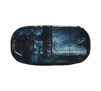 MKNAZ Graveyard Tombstone Printed Pencil Case & Makeup Pouch Oxford Fabric Stationery Pouch Unisex Pencil Box for School/Office/Travel