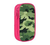 MKNAZ Green Camouflage Printed Pencil Case Pen Bag Double-Layer Pen Pouch Organizer for Student Artists School Office College, Pink