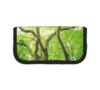 MKNAZ Green Camphor Tree Printed Canvas Pencil Case Large Capacity Pen Pouch Stationery Organiser, Makeup Cosmetic Bag for School Office Travel, Student Gifts