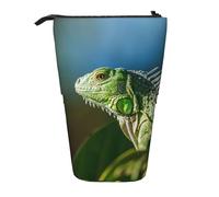 MKNAZ Green Lizard Printed Telescopic Pencil Case Stand Up Pen Bag, Cute Pencil Organizer Portable Pencil Bag Suitable for School Office
