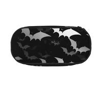 MKNAZ Halloween Flying Bats Printed Pencil Case & Makeup Pouch Oxford Fabric Stationery Pouch Unisex Pencil Box for School/Office/Travel